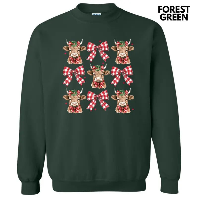 Christmas Cow Coquette Collage Sweatshirt 'NLB' T-Shirts, Hoodie | RetroVerseTees.com
