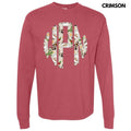 Christmas Cow Print Monogram Long Sleeve Comfort Colors T-Shirt 'NLB' Hoodie, Sweatshirt | RetroVerseTees.com