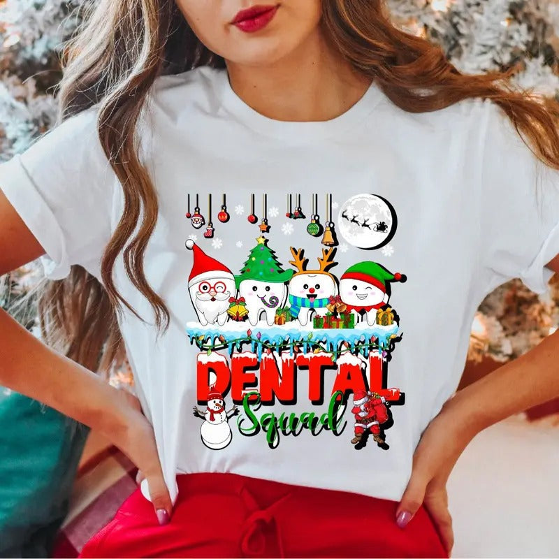 Christmas Dental Squad T-Shirt, Santa Teeth Shirt, Christmas Dentist Tee, Gift Tee For Dental Assistant, Christmas Party...