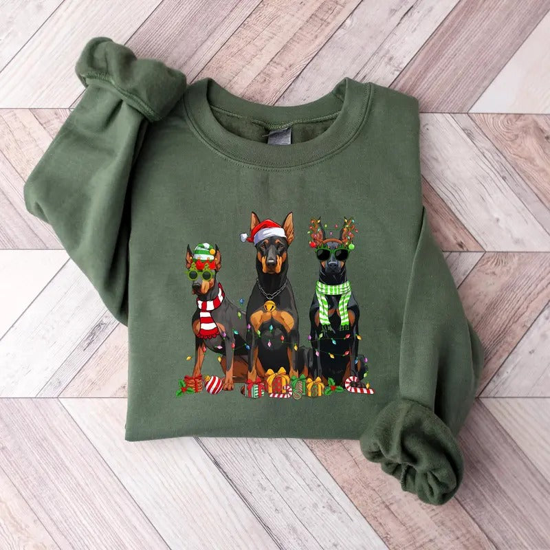 Christmas Doberman Sweatshirt, Happy New Year Dog Tshirt, Christmas Dog Shirt, Doberman Dogs Shirt, Doberman Mom Tshirt,...