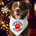 Christmas Dog Bandana, Santa Paws Is Coming Bandana, Pet Owner Xmas Gift Bandana, Dog Paw Holiday Neck Scarf, Perfect...