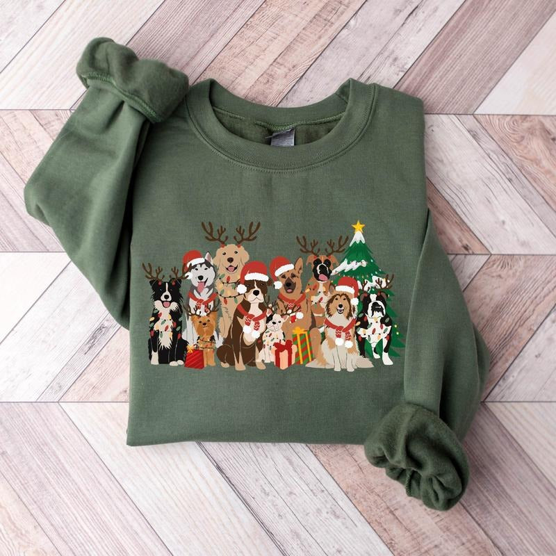 Christmas Dogs Sweatshirt, Dog Lover Sweater, Holiday Sweater, Christmas Shirt, Christmas Dog Gift, Cute Gift for Dog...