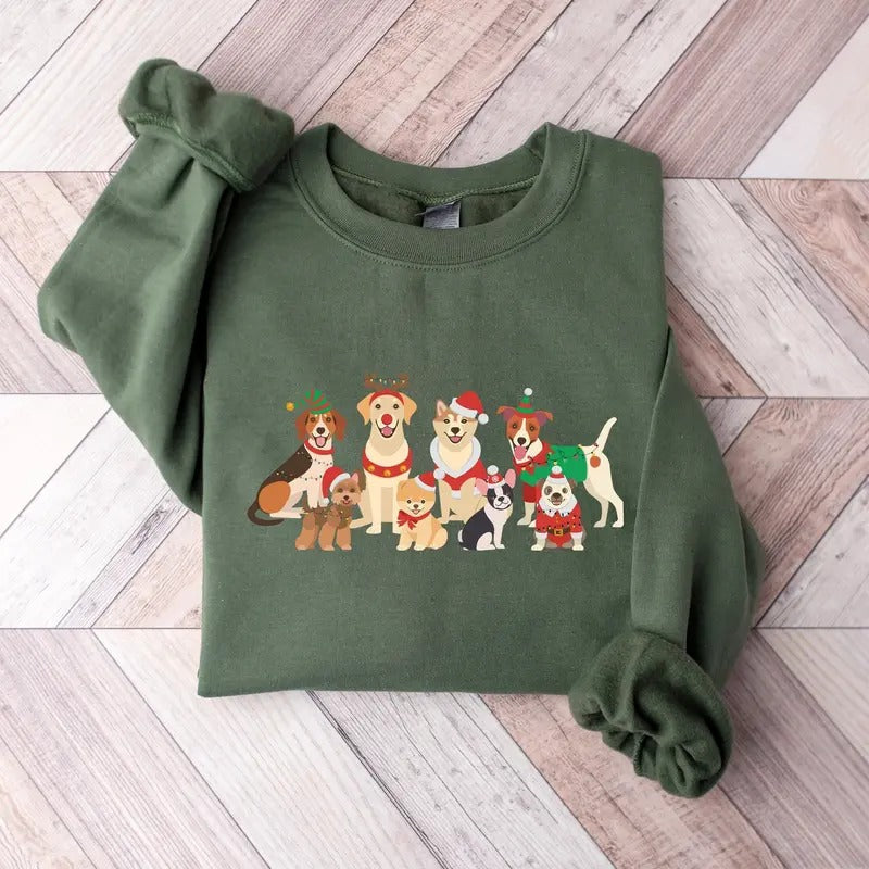 Christmas Dogs Sweatshirt, Merry Dog Tees, Dogs Shirt, Puppies Shirt, Christmas Shirt, Christmas Gifts Tees, Dog Gift...