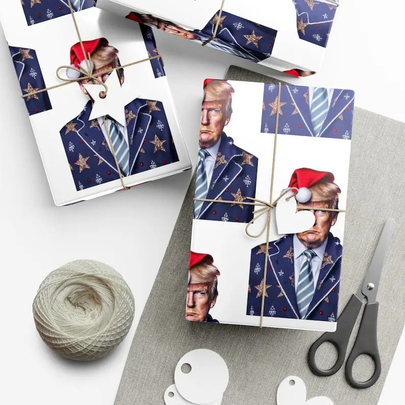 Christmas Donald Trump Wrapping Paper Unique Holiday Decor, Perfect for Gifts, Ideal Funny Christmas Gift Wrap T-Shirts,...