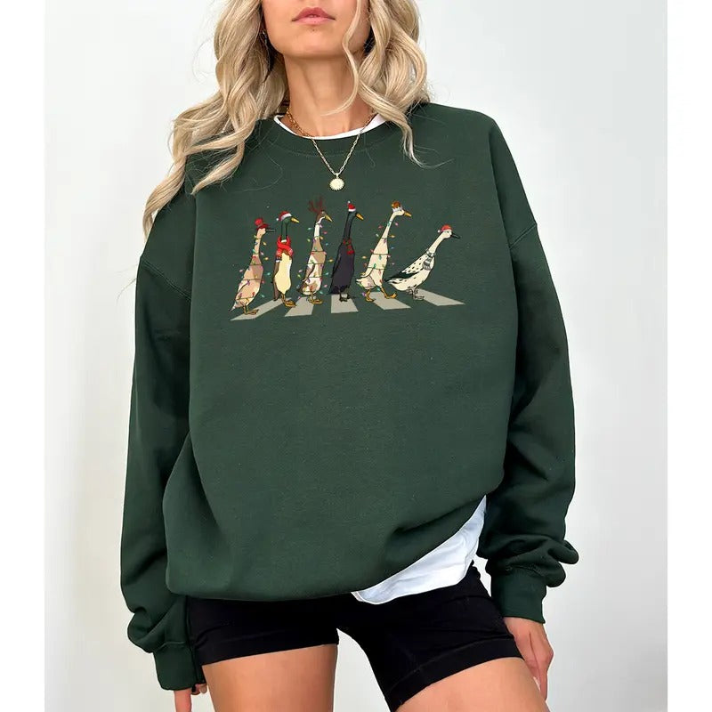 Christmas Ducks Sweatshirt, Duck Christmas Shirt For Women, Funny Animals Christmas Sweatshirt Hoodie | RetroVerseTees.com