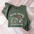 Christmas ER Nurse Sweatshirt, ER Nurse Shirt, Rockin' Around Skeleton, Er Tech Shirt, Emergency Department, Christmas...