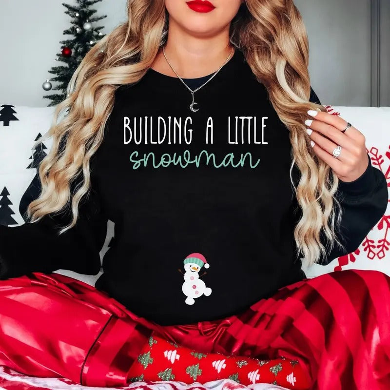 Christmas Holiday Pregnancy Announcement Sweatshirt, Funny Pregnancy reveal shirt, mom to be crewneck , cute snowman...