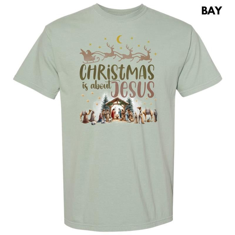 Christmas Is About Jesus Comfort Colors T-Shirt 'NLB' Hoodie, Sweatshirt | RetroVerseTees.com