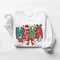Christmas MaMa Coquette Bow Christmas Patterns Sweatshirt, Christmas Mama Gift for Mom, for Nana, Mimi, for women and men...