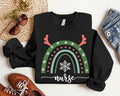 Christmas Nurse Sweatshirt, Rainbow Nurse Xmas Sweater, Cute Nurse Holiday Hoodie, Xmas Nursing School Crew Sweatshirt,...