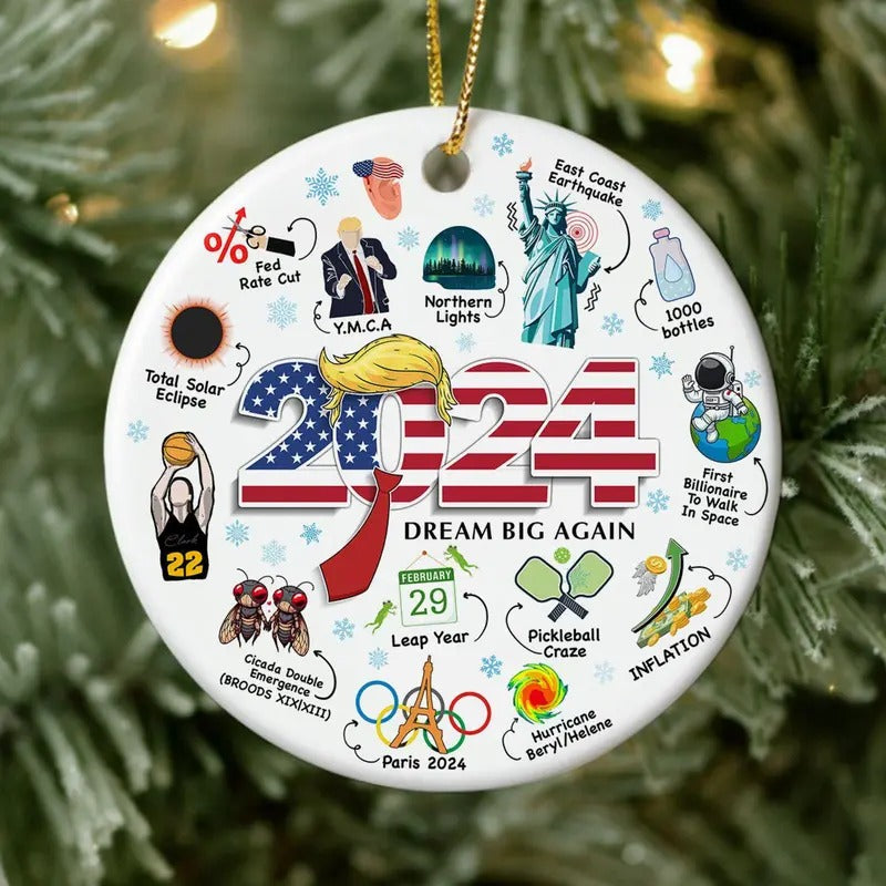 Christmas Ornaments 2024 Funny Hot Topics Year in Review Ceramic Ornament T-Shirts, Hoodie, Sweatshirt | RetroVerseTees.com