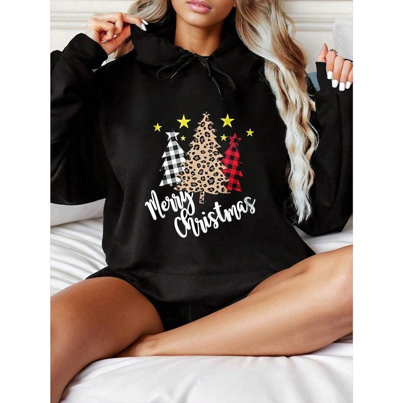 Christmas Oversized Hoodies Sweatshirts For Womens Fall Fashion 2025 Pullover Sweaters Winter TNF, Merry Christmas Tree...