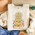 Christmas Pencil Tree Teacher Sweatshirt, Teacher Coquette Bow Sweatshirt, Teacher Christmas Shirt , Gift for Teacher,...