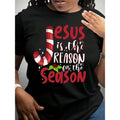 Christmas REASON FOR TNF SEASON Print Crew Neck T-Shirt Fashionable Womens Graphic Print T-Shirt Casual Shortsleeve...