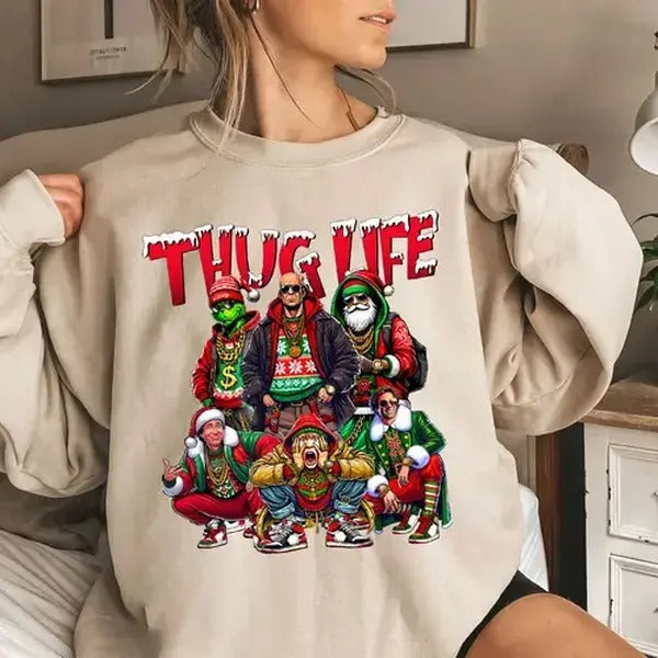 Christmas Shirt, Thug Life Christmas Shirt, Christmas Movies Shirt Hoodie, Sweatshirt | RetroVerseTees.com