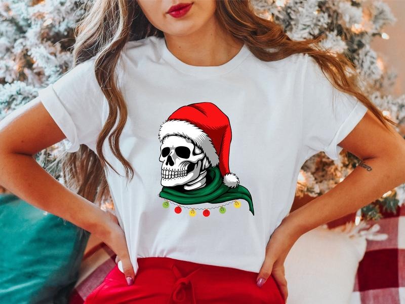 Christmas Skull Shirt, Matching Family Christmas 2023 T-Shirt, Christmas Horror Tee, Holiday Celebration Gift Tee, X-mas...