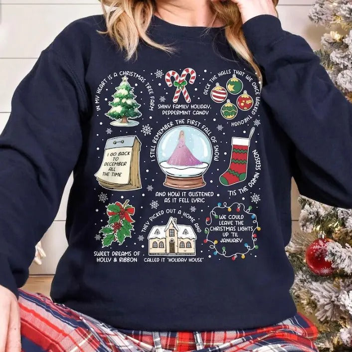 Christmas Song Lyrics Sweatshirt, Christmas Cozy Fall Cute Shirt Hoodie | RetroVerseTees.com