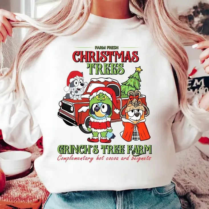 Christmas Tree Farm Cute Dog Family Shirt, Cute Dog Christmas Shirt Hoodie, Sweatshirt | RetroVerseTees.com