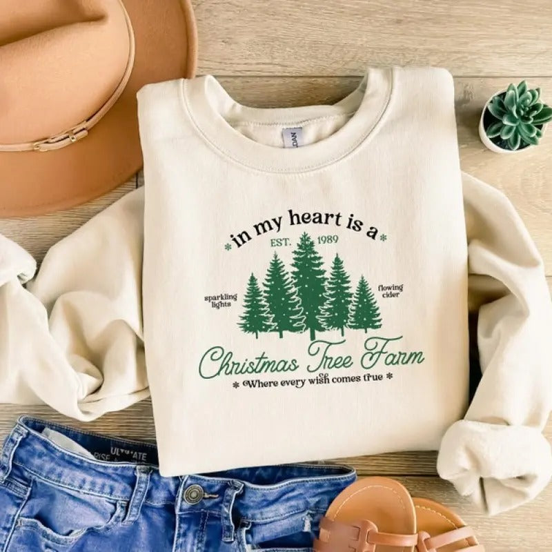 Christmas Tree Farm Sweatshirt for Kids & Adults, Cozy Lyrics Crewneck Pullover, Holiday Shirt, Swiftie Christmas Gift,...