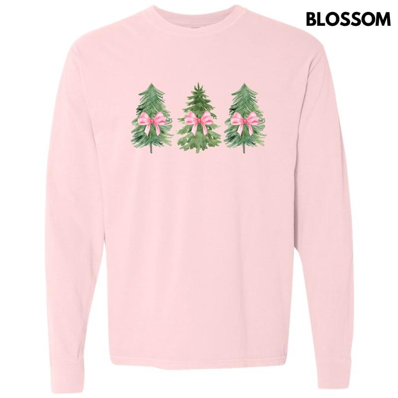 Christmas Trio Trees Long Sleeve Comfort Colors T-Shirt 'NLB' Hoodie, Sweatshirt | RetroVerseTees.com