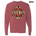 Christmas Watercolor Monogram Long Sleeve Comfort Colors T-Shirt 'NLB' Hoodie, Sweatshirt | RetroVerseTees.com