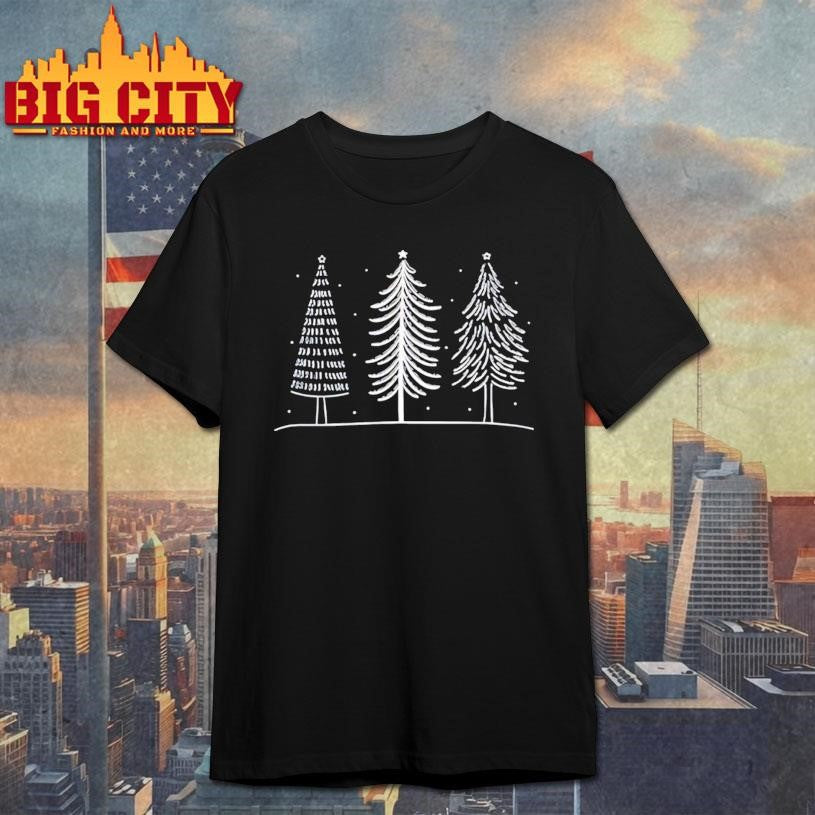 Christmas trees cone linear branchy style shirt