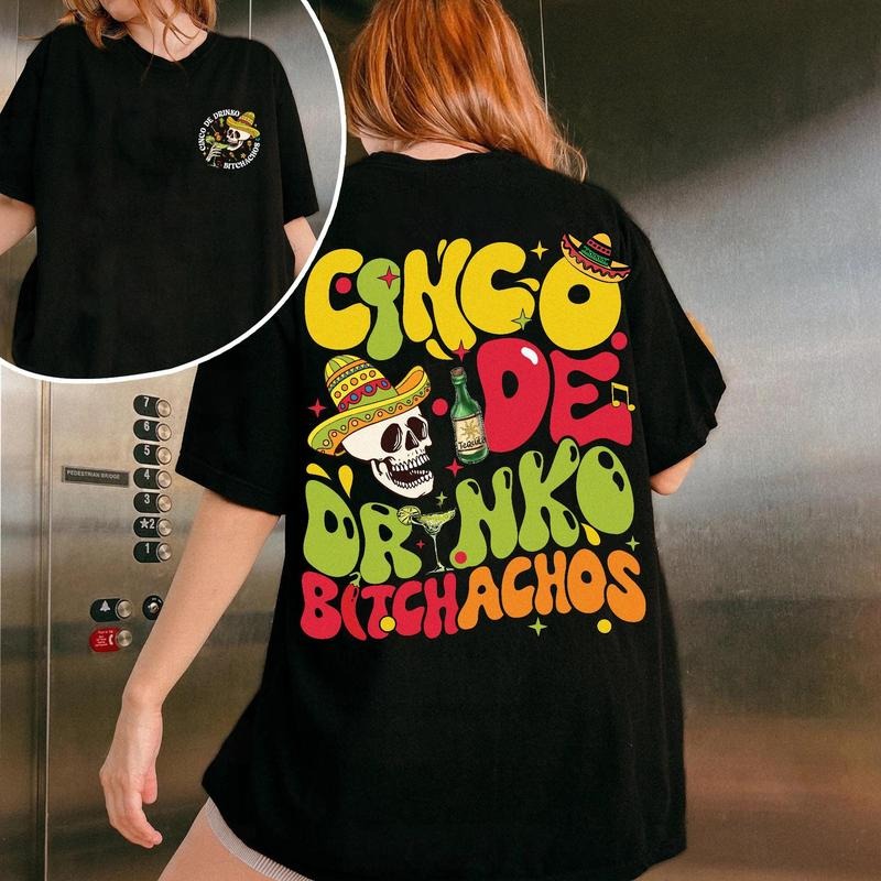 Cinco Breathing styles Drinko Bitchachos Skeleton T-Shirt, Cinco Breathing styles Mayo Tee, Mexican Party, Mexican...