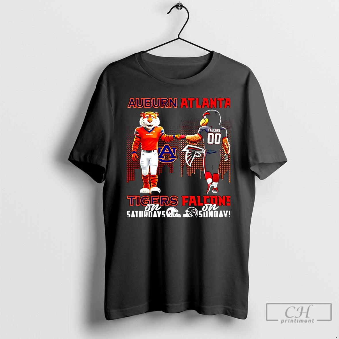 Classic Auburn Tigers On Saturdays Vs Atlanta Falcons On Sundays Mascot Skyline Christmas T Shirts Hoodie, Sweatshirt