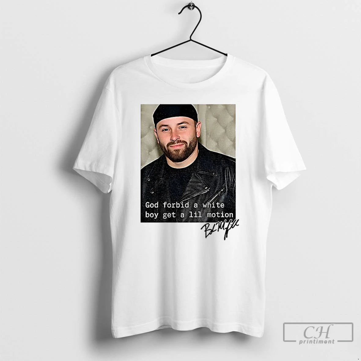 Classic Baker Mayfield God Forbid A White Boy Get A Lil Motion Signature T Shirts Hoodie, Sweatshirt | RetroVerseTees.com