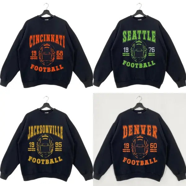 Classic Black Football Sweatshirt - Retro Style for All Team Fans T-Shirts, Hoodie | RetroVerseTees.com