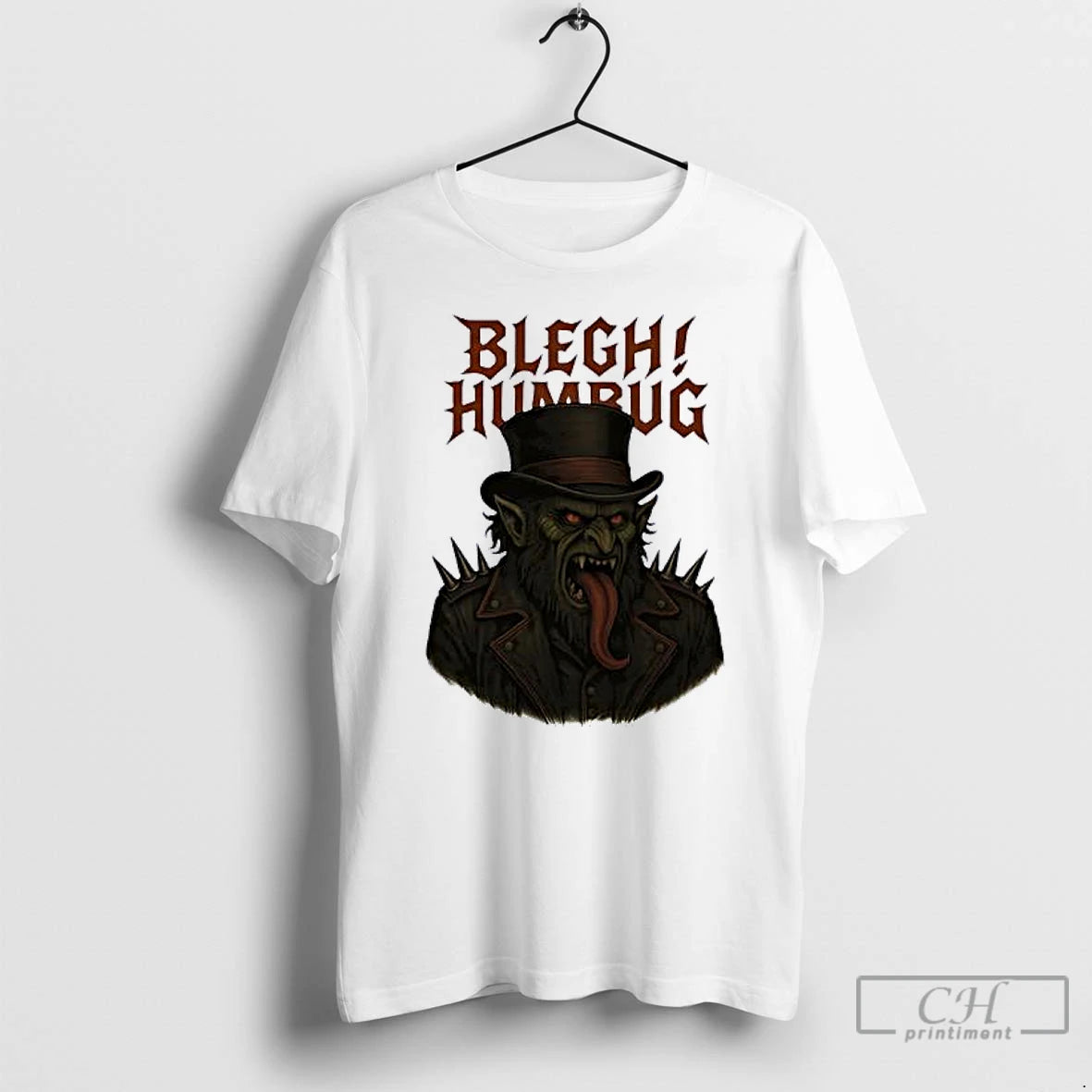Classic Blegh Humbug Monster With A Long Tongue Heavy Metal Christmas T-Shirts, Hoodie, Sweatshirt | RetroVerseTees.com