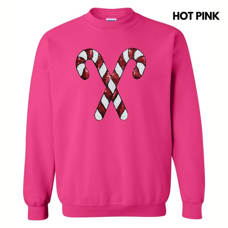 Classic Candy Cane Sequin Patch Sweatshirt T-Shirts, Hoodie | RetroVerseTees.com