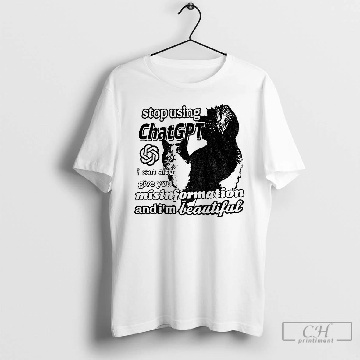 Classic Chat Gpt Cat Meme Stop Using I Can Also Give You Misinformation T Shirts Hoodie, Sweatshirt | RetroVerseTees.com