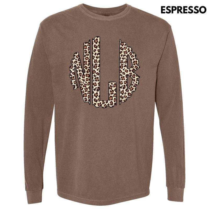 Classic Cheetah Monogram Long Sleeve Comfort Colors T-Shirt 'NLB' Hoodie, Sweatshirt | RetroVerseTees.com