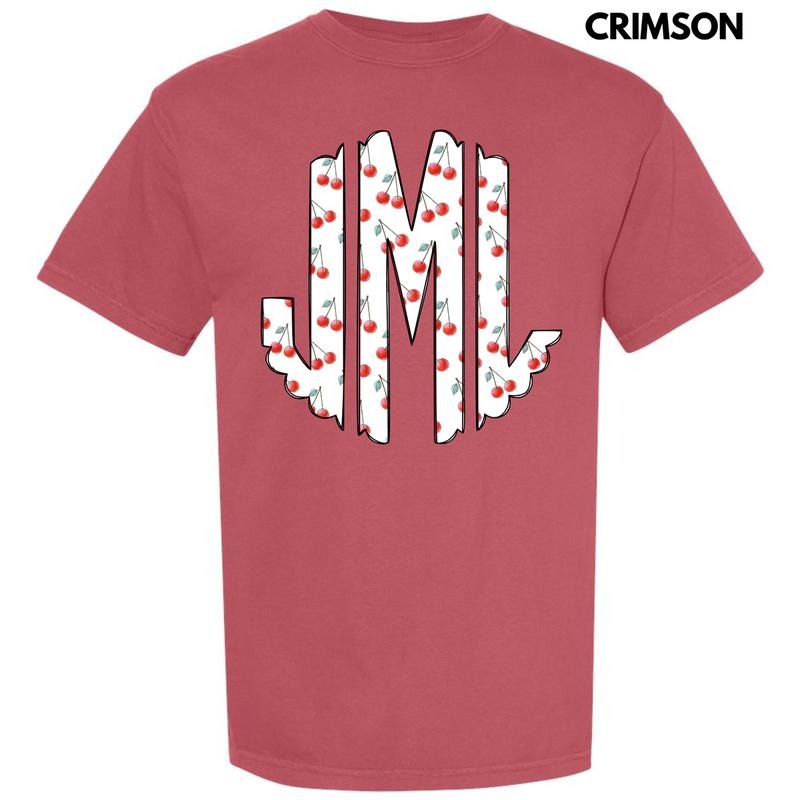 Classic Cherries Monogram Comfort Colors T-Shirt 'NLB' Hoodie, Sweatshirt | RetroVerseTees.com