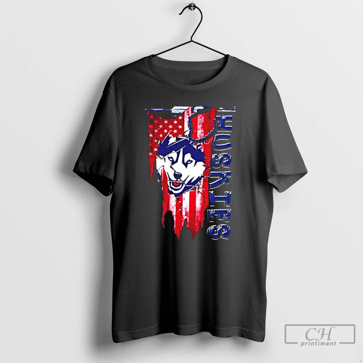 Classic Connecticut Huskies Football Battle Shattered Usa Flag Rip Design T-Shirts, Hoodie, Sweatshirt | RetroVerseTees.com