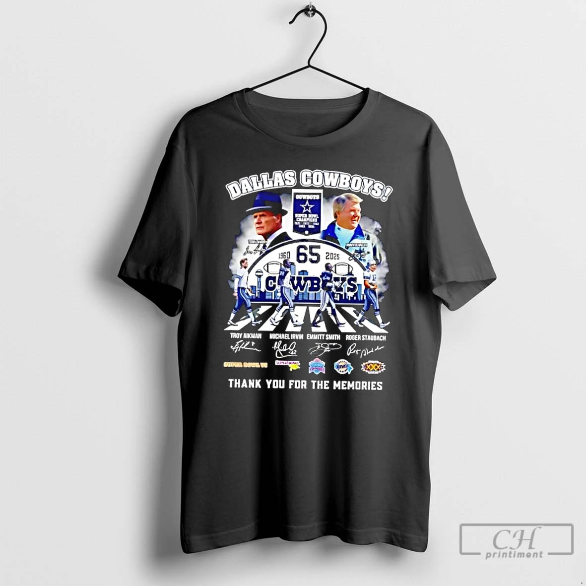 Classic Dallas Cowboys 65th Anniversary Team Graphic Signature T-Shirts, Hoodie, Sweatshirt | RetroVerseTees.com