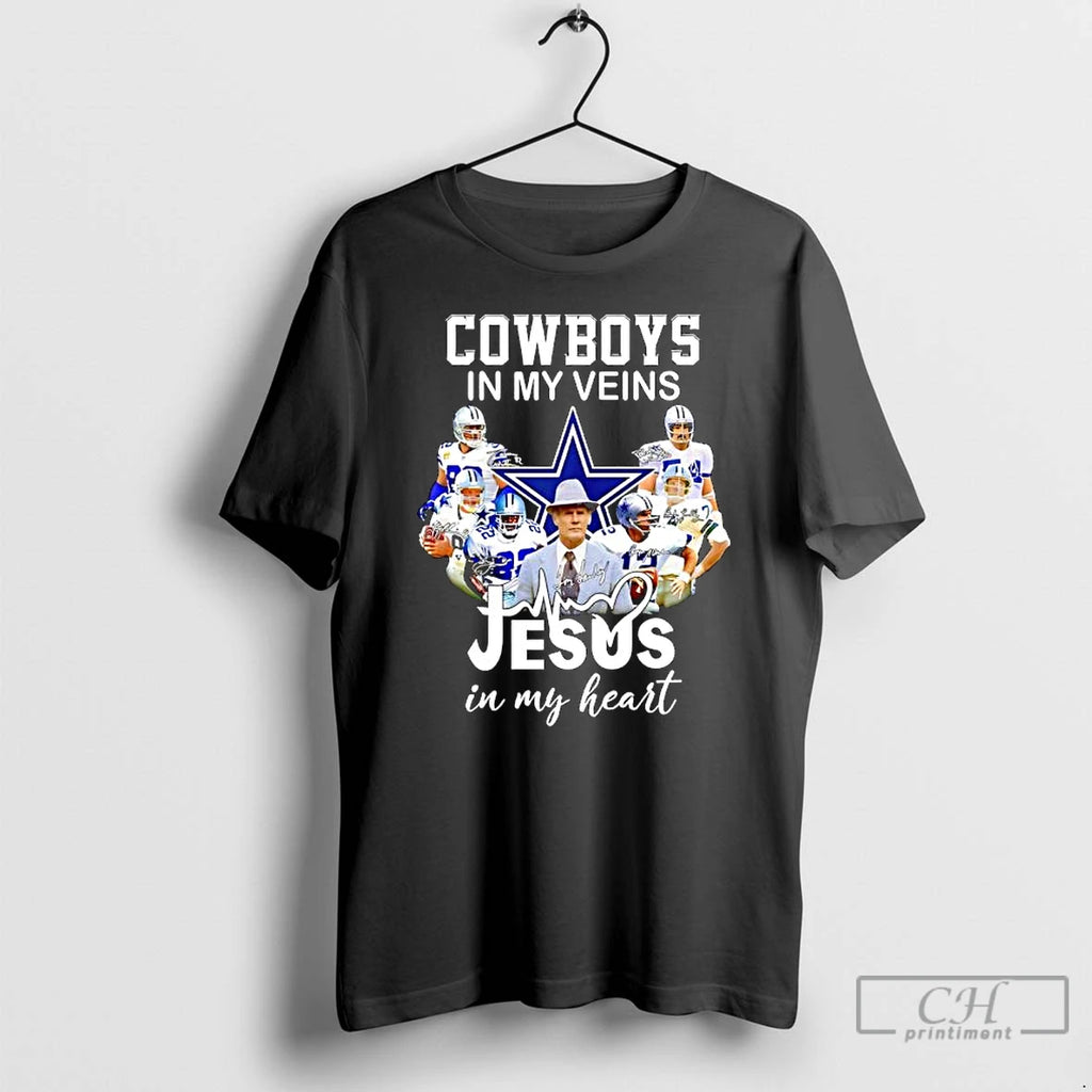 Classic Dallas Cowboys In My Vein Jesus In My Heart Team Logo T Shirts Sweater