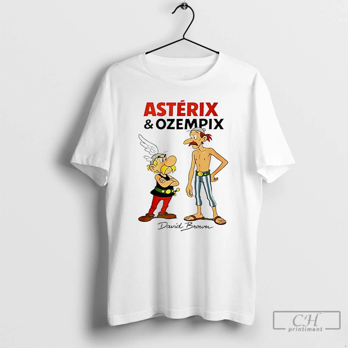 Classic David Brown Asterix And Ozempic Cartoon T-Shirts, Hoodie, Sweatshirt | RetroVerseTees.com