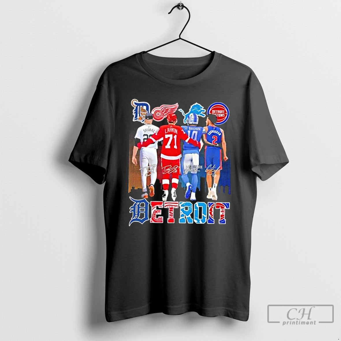Classic Detroit City Sports Legends Skyline Signatures T-Shirts, Hoodie, Sweatshirt | RetroVerseTees.com