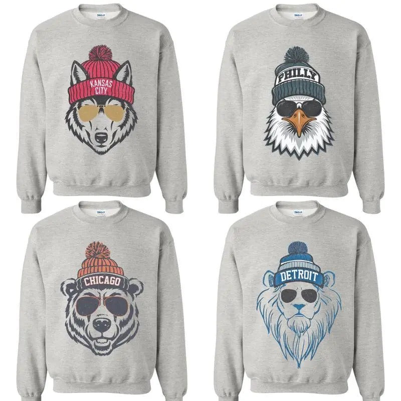 Classic Fit Retro Mascot Football All Team Ash Grey Sweatshirt - Cotton T-Shirts, Hoodie | RetroVerseTees.com