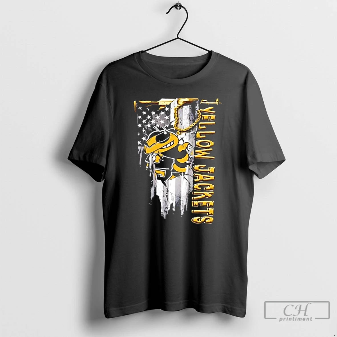 Classic Georgia Tech Yellow Jackets Football Battle Shattered Usa Flag Rip Design T Shirts Sweater Hoodie, Sweatshirt