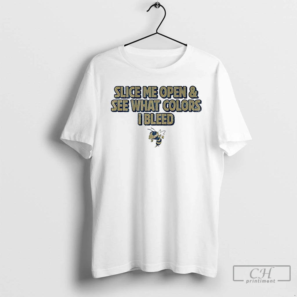 Classic Georgia Tech Yellow Jackets Slice Me Open See What Colors I Bleed T Shirts