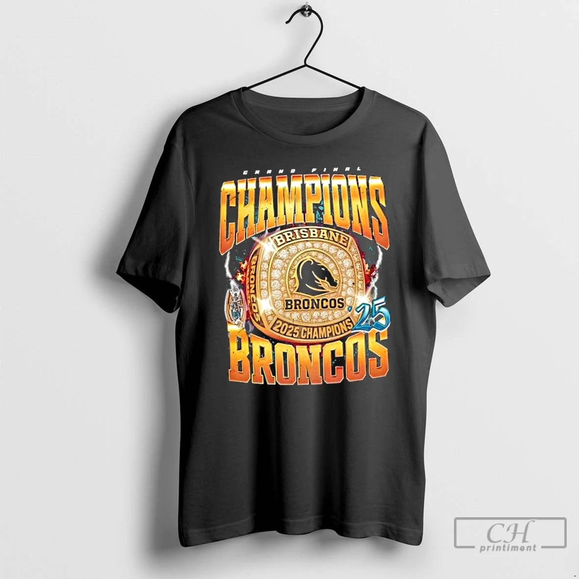 Classic Grand Final Brisbane Broncos 2025 Champions Ring T Shirts Hoodie Longsleeve