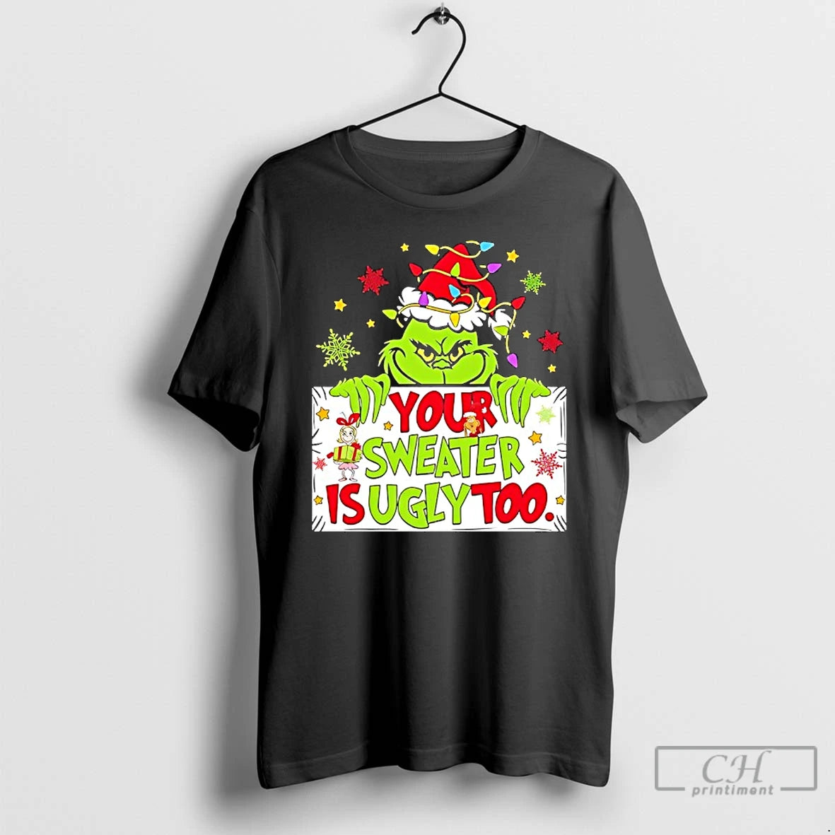 Classic Grinch Christmas Lights Yours Sweaters Is Ugly Too T-Shirts, Hoodie, Sweatshirt | RetroVerseTees.com