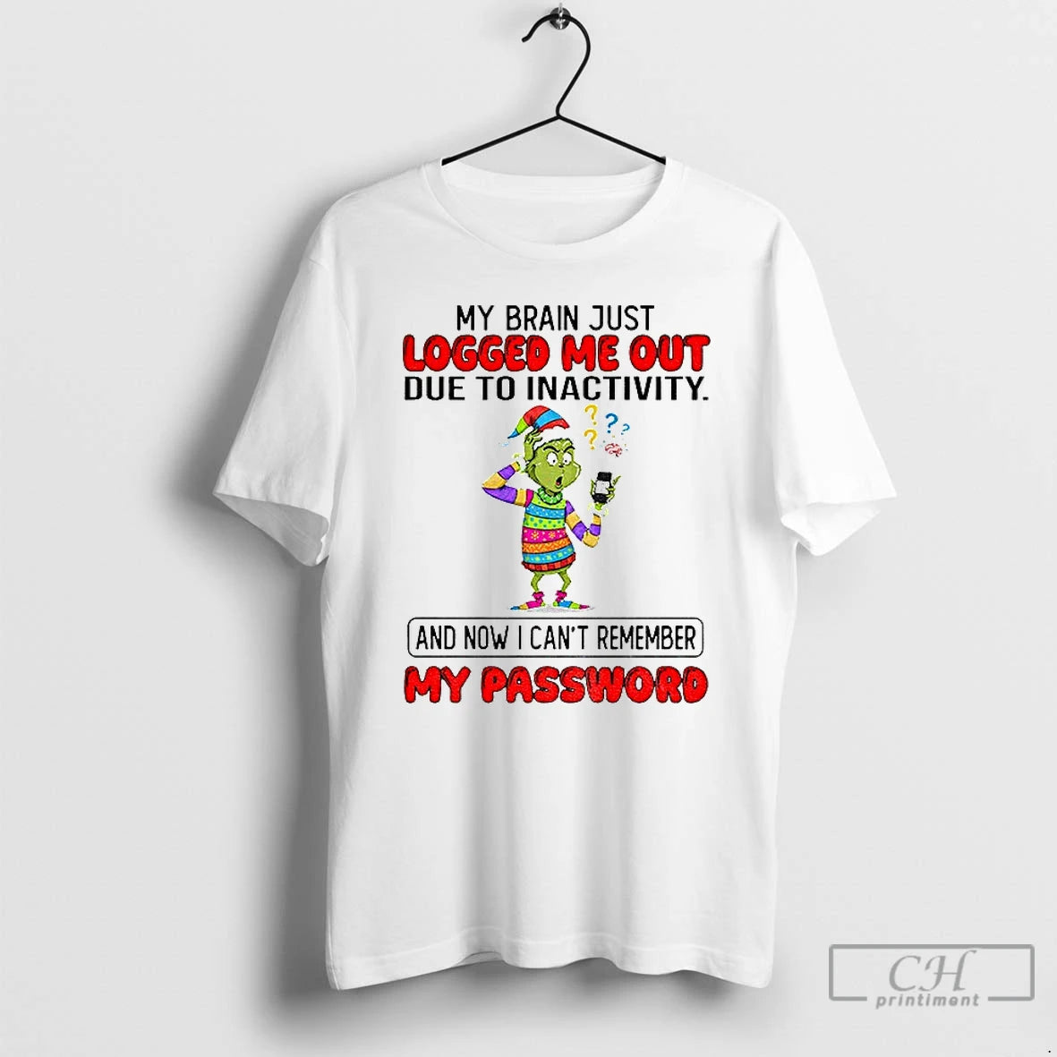Classic Grinch Santa My Brain Just Logged Me Out Due To Inactivity And Now T-Shirts, Hoodie, Sweatshirt | RetroVerseTees.com
