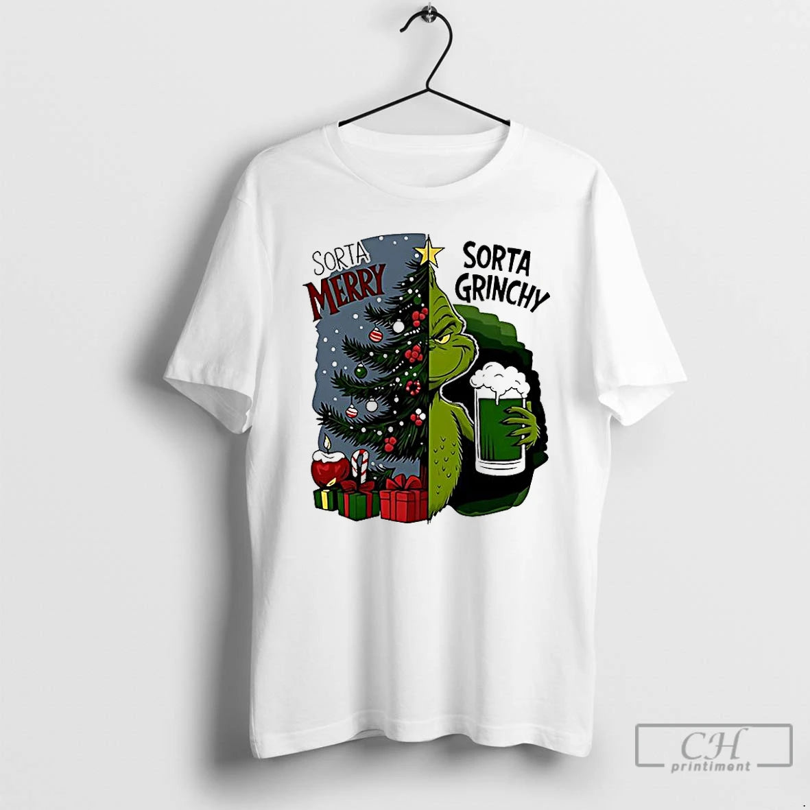 Classic Grinch Half Tree Sorta Merry Sorta Grinchy Christmas Holiday T-Shirts, Hoodie, Sweatshirt | RetroVerseTees.com