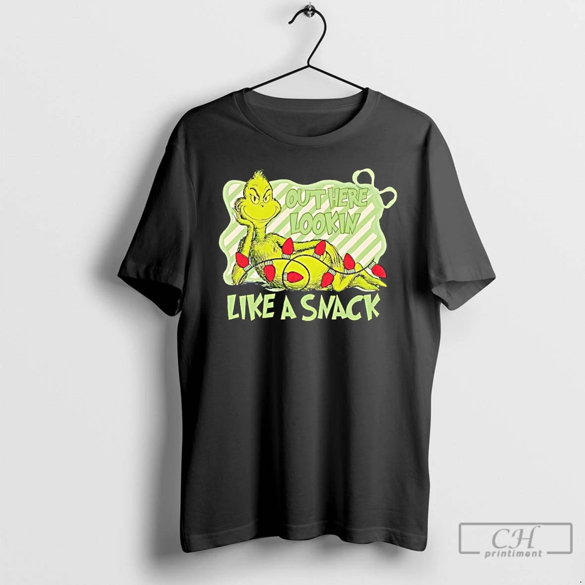 Classic Grinch Out Here Lookin Like A Snack Christmas Light T-Shirts, Hoodie, Sweatshirt | RetroVerseTees.com
