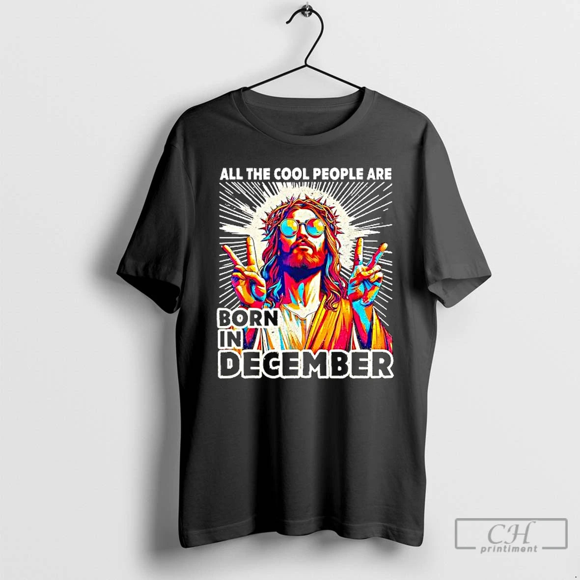 Classic Jesus Making A Peace Sign All The Cool People Are Born In December Retro T-Shirts, Hoodie, Sweatshirt