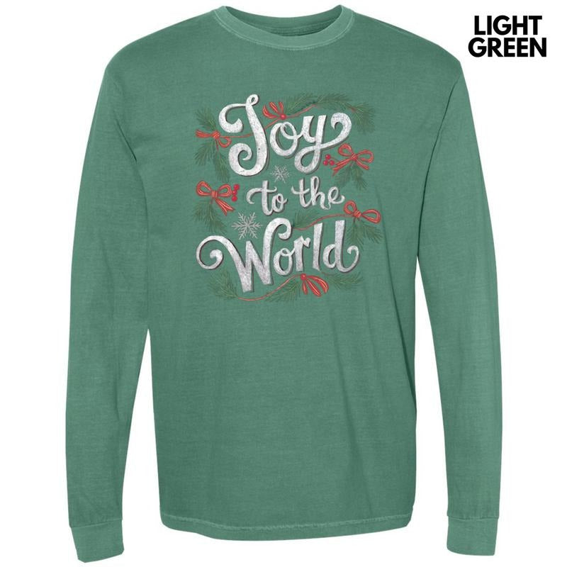 Classic Joy To The World Long Sleeve Comfort Colors T-Shirt Hoodie, Sweatshirt | RetroVerseTees.com